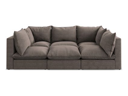 Canapé Modulable 3 Places Manao En Tissu Bouclette Chocolat