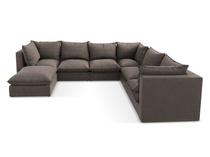 Canapé Panoramique 5 Places Modulaire Manao En Tissu Bouclette Chocolat