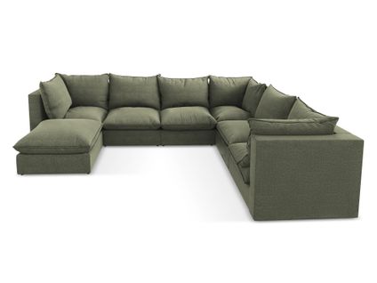 Canapé Panoramique 5 Places Modulaire Manao En Tissu Bouclette Olive