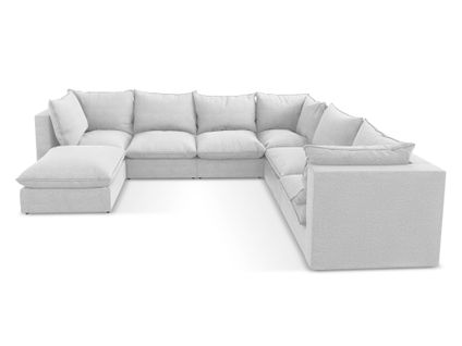 Canapé Panoramique 5 Places Modulaire Manao En Tissu Bouclette Argent