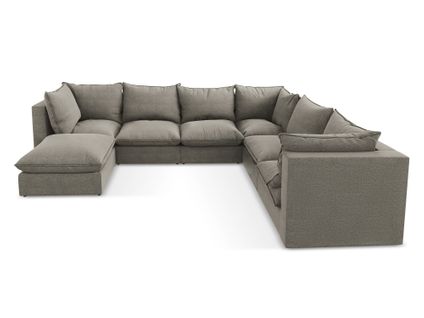 Canapé Panoramique 5 Places Modulaire Manao En Tissu Bouclette Gris