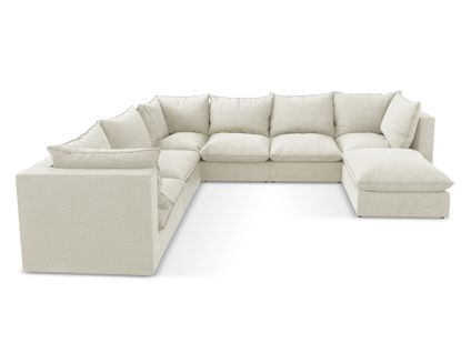 Canapé Panoramique 5 Places Modulaire Manao En Tissu Bouclette Sable