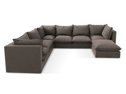 Canapé Panoramique 5 Places Modulaire Manao En Tissu Bouclette Chocolat