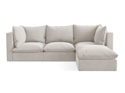 Canapé D'angle 3 Places Modulaire Droit Manao En Velours Beige Clair