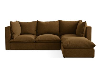 Canapé D'angle 3 Places Modulaire Droit Manao En Velours Moutarde