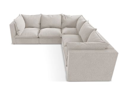 Canapé D'angle 4 Places Modulaire Manao En Velours Beige Clair