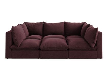 Canapé Modulable 3 Places Manao En Velours Bourgogne