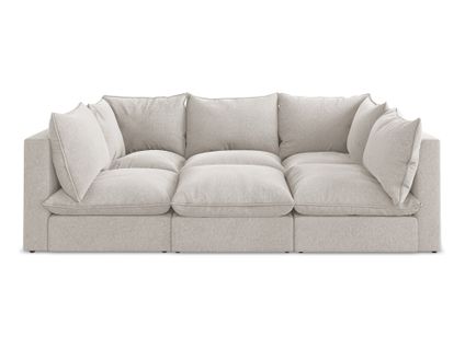 Canapé Modulable 3 Places Manao En Velours Beige Clair