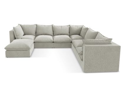 Canapé Panoramique 5 Places Modulaire Manao En Velours Gris Clair