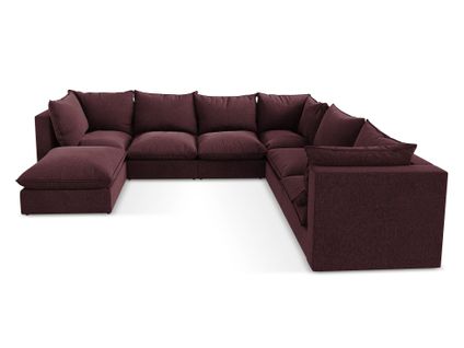 Canapé Panoramique 5 Places Modulaire Manao En Velours Bourgogne