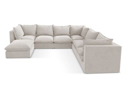 Canapé Panoramique 5 Places Modulaire Manao En Velours Beige Clair