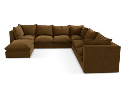 Canapé Panoramique 5 Places Modulaire Manao En Velours Moutarde