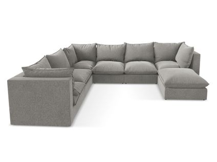 Canapé Panoramique 5 Places Modulaire Manao En Velours Gris