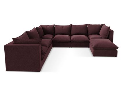 Canapé Panoramique 5 Places Modulaire Manao En Velours Bourgogne
