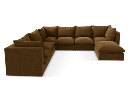 Canapé Panoramique 5 Places Modulaire Manao En Velours Moutarde