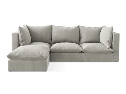 Canapé D'angle 3 Places Modulaire Gauche Manao En Tissu Texturé Gris Clair