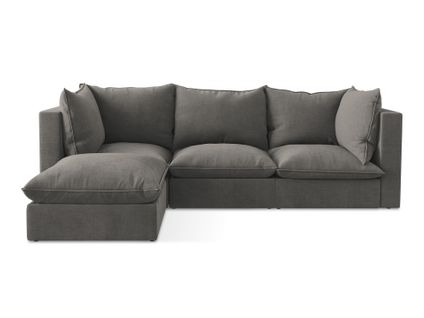 Canapé D'angle 3 Places Modulaire Gauche Manao En Tissu Texturé Gris Foncé