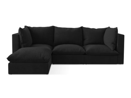 Canapé D'angle 3 Places Modulaire Gauche Manao En Tissu Texturé Noir