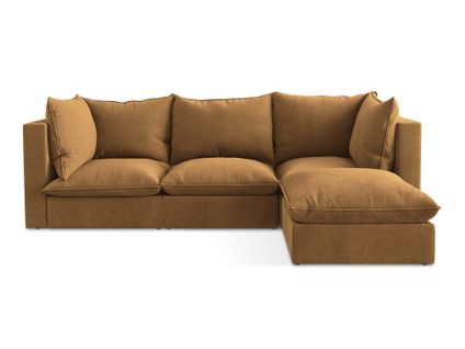 Canapé D'angle 3 Places Modulaire Droit Manao En Tissu Texturé Terre Cuite
