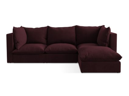 Canapé D'angle 3 Places Modulaire Droit Manao En Tissu Texturé Bordeaux