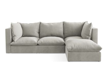 Canapé D'angle 3 Places Modulaire Droit Manao En Tissu Texturé Gris Clair