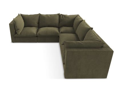 Canapé D'angle 4 Places Modulaire Manao En Tissu Texturé Olive