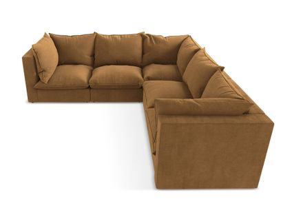 Canapé D'angle 4 Places Modulaire Manao En Tissu Texturé Terre Cuite