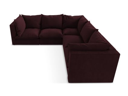 Canapé D'angle 4 Places Modulaire Manao En Tissu Texturé Bordeaux