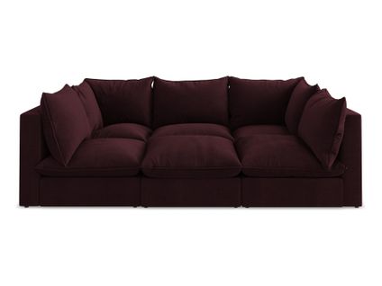 Canapé Modulable 3 Places Manao En Tissu Texturé Bordeaux