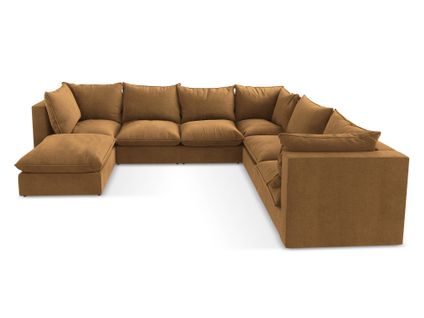 Canapé Panoramique 5 Places Modulaire Manao En Tissu Texturé Terre Cuite