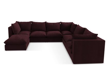 Canapé Panoramique 5 Places Modulaire Manao En Tissu Texturé Bordeaux