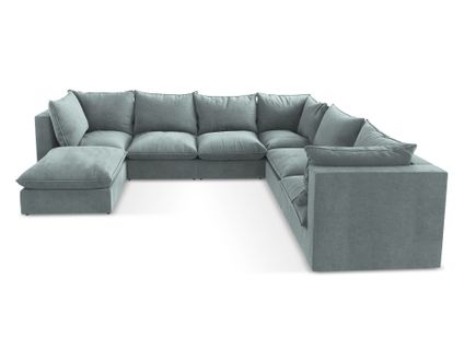 Canapé Panoramique 5 Places Modulaire Manao En Tissu Texturé Jeans