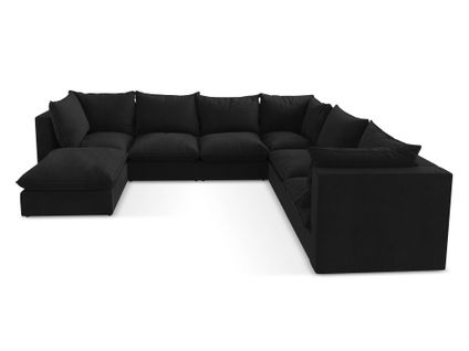 Canapé Panoramique 5 Places Modulaire Manao En Tissu Texturé Noir