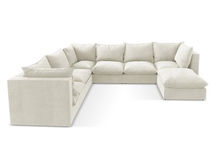 Canapé Panoramique 5 Places Modulaire Manao En Tissu Texturé Beige