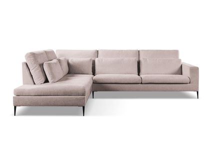 Canapé D’angle 4 Places Gauche Akala En Tissu Chenille Rose Poudré