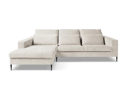 Canapé D’angle 3 Places Gauche Akala En Tissu Chenille Beige