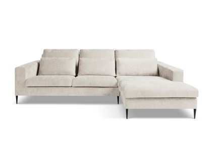 Canapé D’angle 3 Places Droit Akala En Tissu Chenille Beige