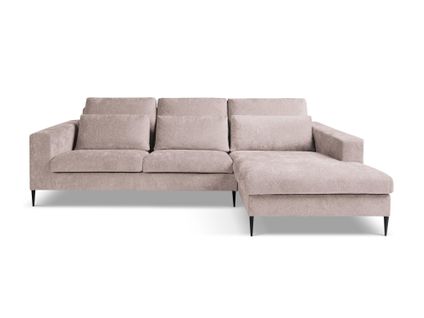 Canapé D’angle 3 Places Droit Akala En Tissu Chenille Rose Poudré