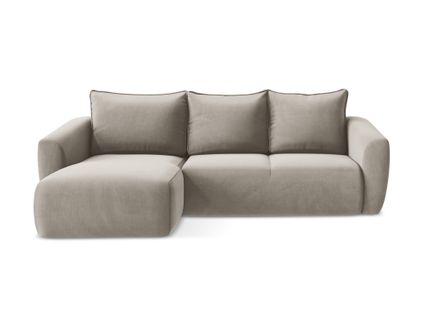 Canapé D’angle 3 Places Gauche Convertible Guava En Velours Taupe