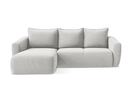 Canapé D’angle 3 Places Gauche Convertible Guava En Velours Argent