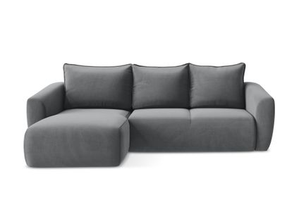 Canapé D’angle 3 Places Gauche Convertible Guava En Velours Acier