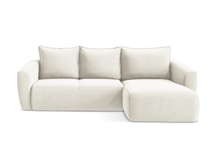 Canapé D'angle Droit Convertible Guava En Velours Beige Clair