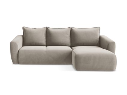 Canapé D'angle Droit Convertible Guava En Velours Taupe