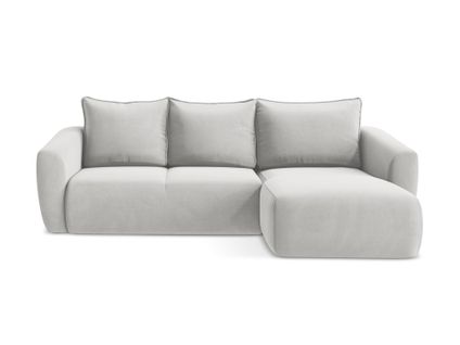 Canapé D'angle Droit Convertible Guava En Velours Argent