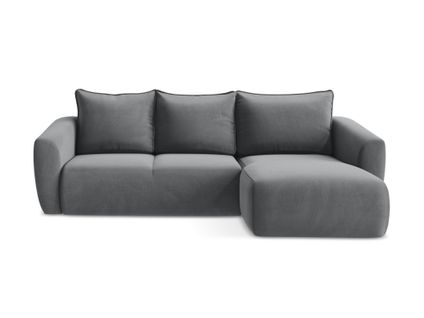 Canapé D'angle Droit Convertible Guava En Velours Acier