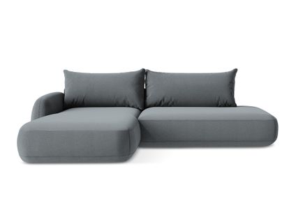 Canapé D’angle 3 Places Gauche Convertible Hale En Tissu Texturé Jeans