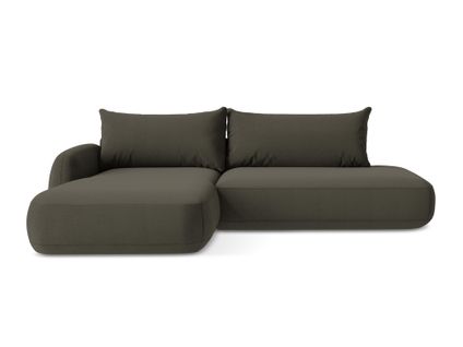 Canapé D’angle 3 Places Gauche Convertible Hale En Tissu Texturé Taupe