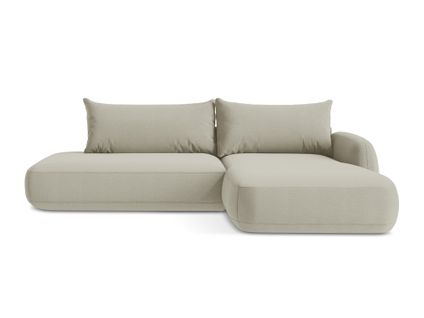 Canapé D'angle Droit Convertible Hale En Tissu Texturé Beige Clair