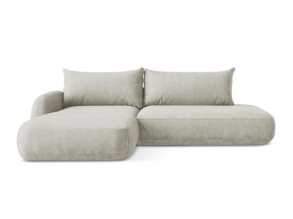 Canapé D’angle 3 Places Gauche Convertible Hale En Tissu Chenille Perle