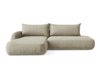 Canapé D’angle 3 Places Gauche Convertible Hale En Tissu Chenille Beige